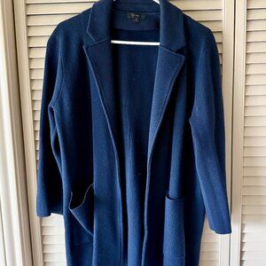 J. Crew Women's Open Front Knit Blazer Cardigan Navy Blue Size M